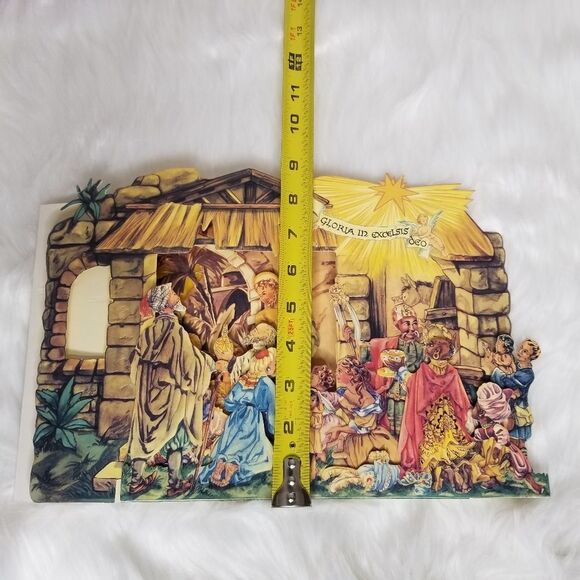 B. Shackman And Co. 1994 Christmas Nativity Jumbo Creche Card 3D Die Cut Pop Out - Picture 10 of 12